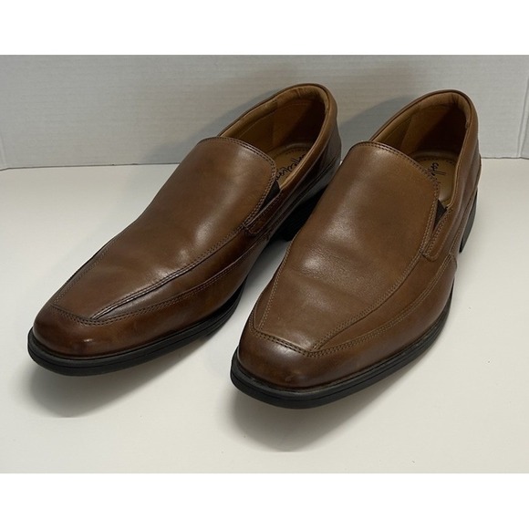 Clarks Men's Whiddon Step Slip-On Loafers Brown Leather Size 11W Dress Shoes - Picture 1 of 10